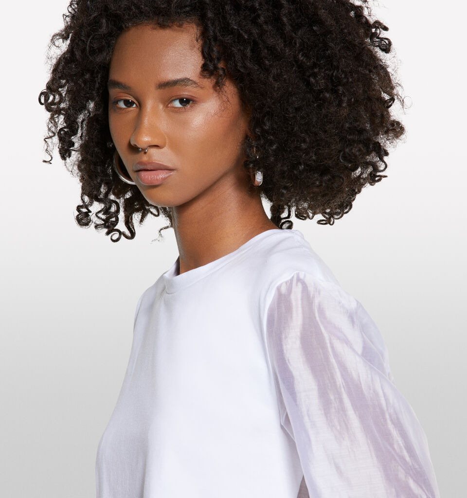 T-shirt branca com transparência - t-shirt de manga curta para mulher - Branco | Sisley image number 4